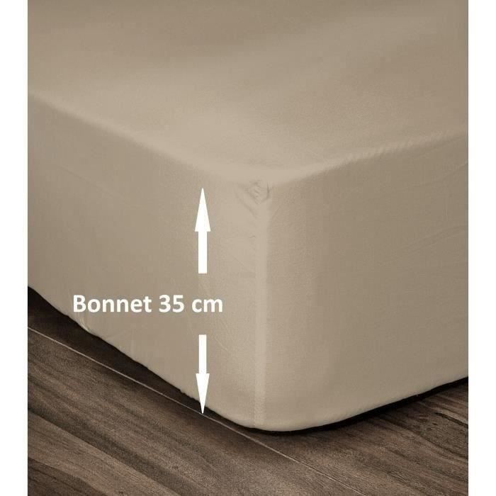 LOVELY HOME Drap Housse 100% Coton 160x200cm Bonnet 35cm - vue 3