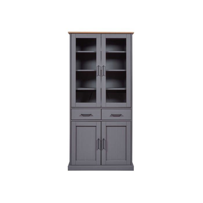 Inter LinkVitrine Oak Colori bois massif gris chêne laqué Inter LinkVitrine Oak Colori bois massif gris chêne laqué