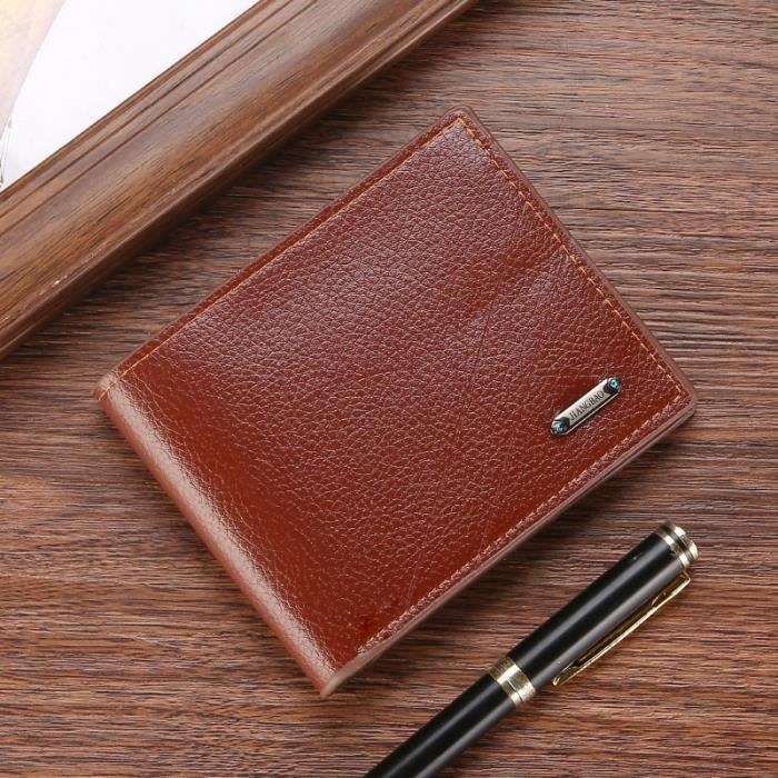 Portefeuille Homme Couleurs unies haut de gamme souple et multi compartiments - Marron1 