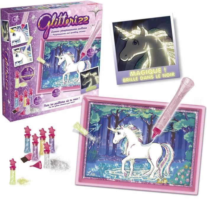 Kit Créatif Lansay Licorne Phosphorescentes Paillettes Gliterizz Aquarelle 23014