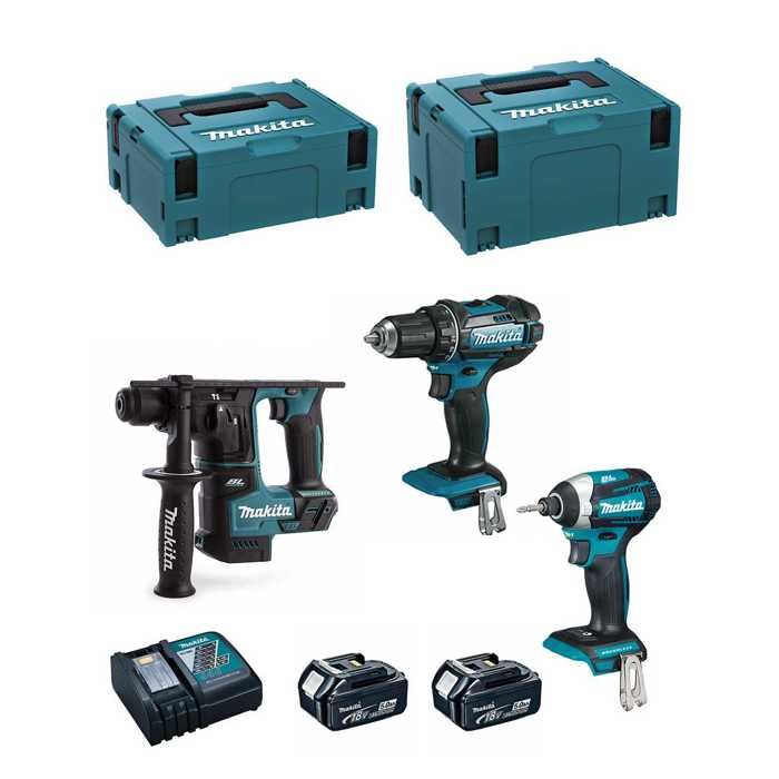 MAKITA Kit 18V MSL3P2 DHR171 + DDF482 + DTD154 + 2 x 5 0 Ah + DC18RC + MAKPAC 2 + MAKPAC 3