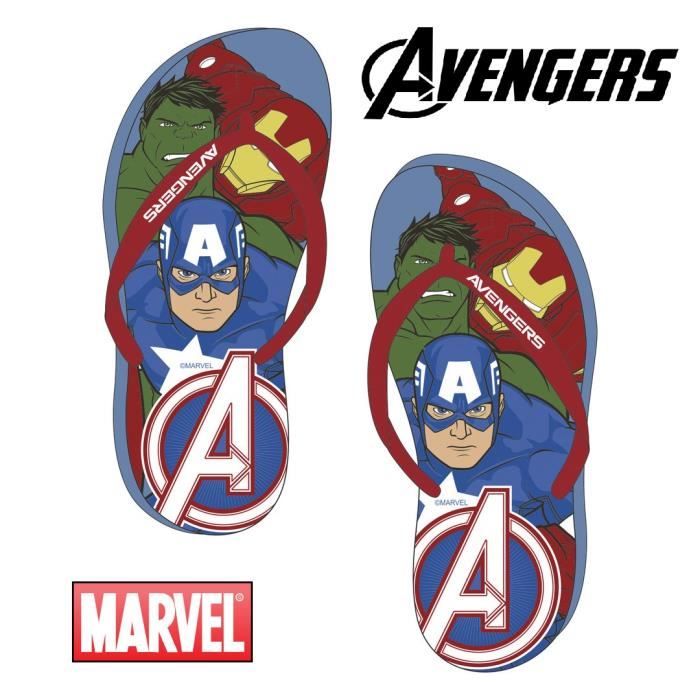 Marvel Avengers Hulk Iron Man Captain America Tongs pour enfant Multicolore Tailles 28 à 35 