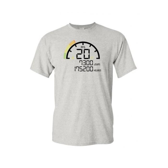 T Shirt Col Rond Anniversaire 20 Ans Compteur Noir Xl Noir Achat
