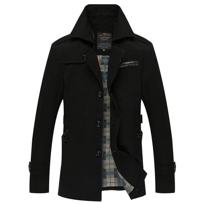 Veste D'hiver Pour Homme – Blouson Coupe-vent Uni, Avec Ceinture Et Double Boutonnage | Polyester Doux, Coupe Ample