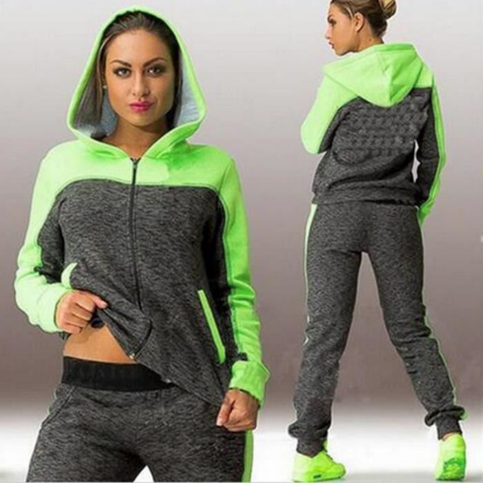Ensemble Jogging Femme 2 Pièces - Survetement Sport Élégant Sweat à Capuche + Pantalon Confy