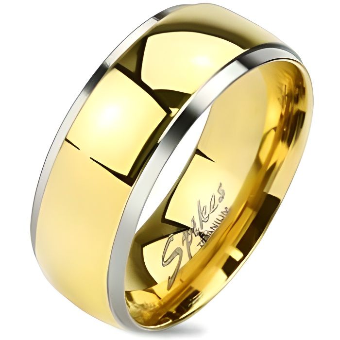 Bague anneau de fiançailles femme homme titane argent plaqué or