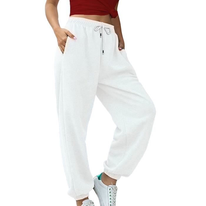 Pantalon sport femme blanc on sale