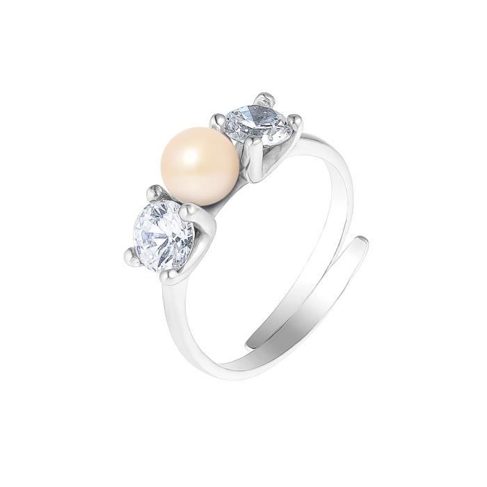 Bague - PERLINEA - Véritable Perle de Culture d'Eau Douce 6-7 mm