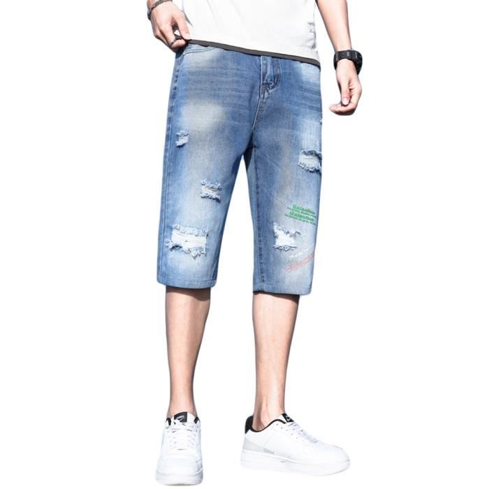 ORANDESIGNE Jean Shorts Ample Pour Homme Denim Pantalons Courts En Jean Used Look Destroyed Bermuda Short En Jean Déchiré E Bleu 3XL Dès 22,53 € - Sur