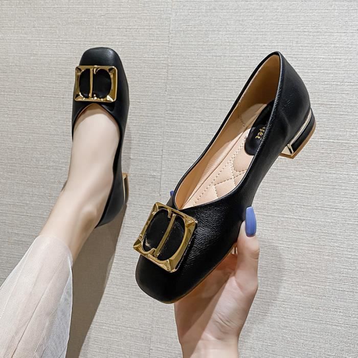 Escarpins Noir Cuir Tete Carree Talon Grossier Doux et Confortable Haute Qualite G132 Achat Vente Escarpins Noir Cuir Tete Carree Talon Grossier Doux et Confortable Haute Qualite G132 pas cher Cdiscou...