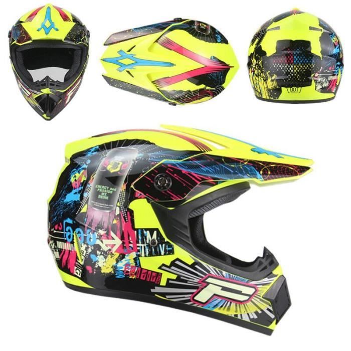 Casque Moto Tout-terrain Pour Enfants - Homologué DOT, Tailles S à XL | Comprend Masque, Lunettes Et Gants | Pour BMX, VTT, Motocross Et Sports Extrêmes