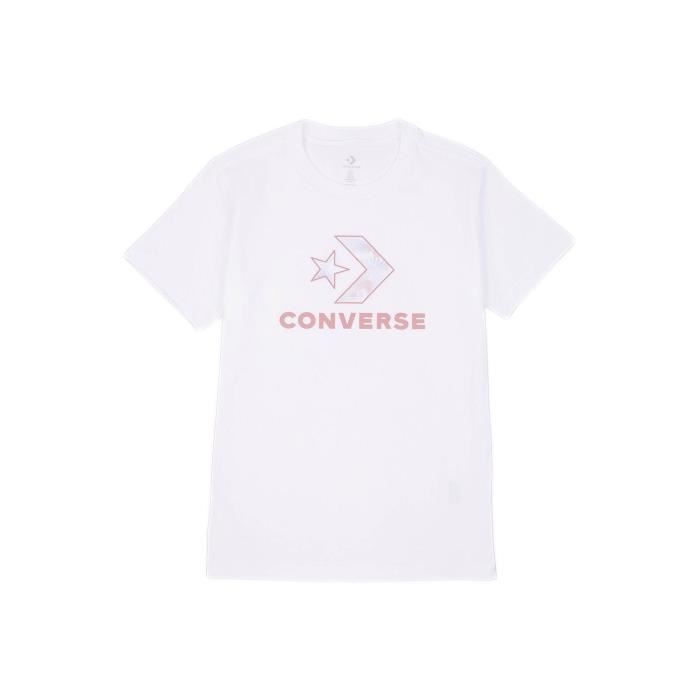 SHORT T-SHIRT CONVERSE 10024538.POUR FEMME,COULEUR BLANCHE