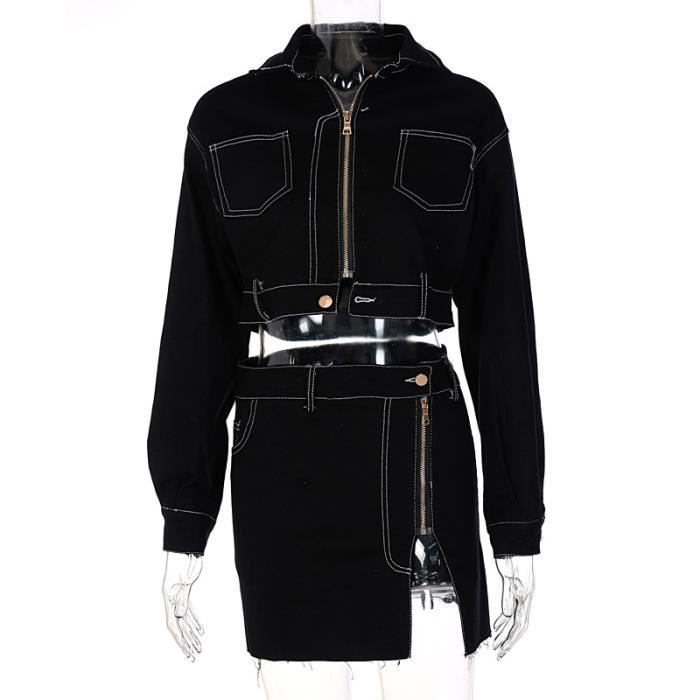 Robe Ensemble l gant en Jean pour femmes nouvelle mode fente