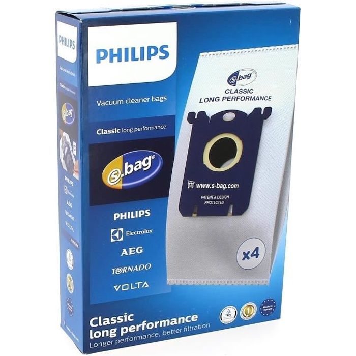 Sacs aspirateur s-bag classic par 4 pour Aspirateur Philips - 3665392298014