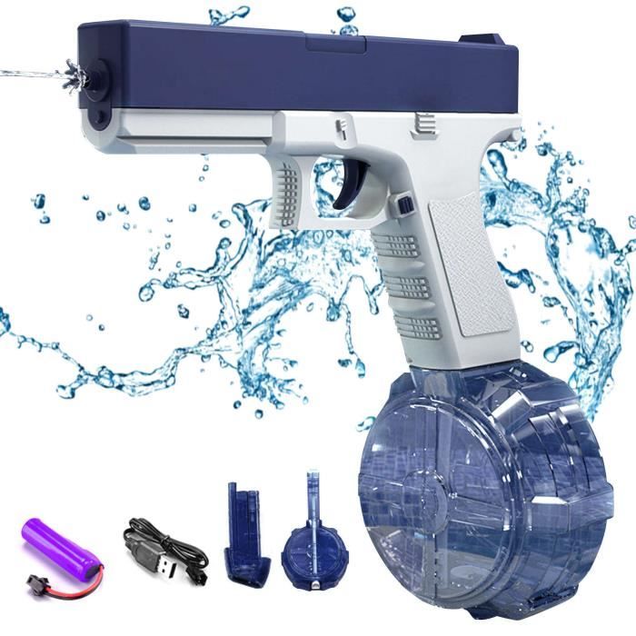 SINZONeu® Pistolet à Eau Électrique pour Enfants et Adultes, Pistolet à Eau Automatique avec LED Display & Lumière RGB, 2-en-1 Électrique/Manuel, Portée de 8-10m, pour Jeux de Plein Air et Piscine