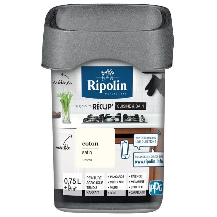 Ripolin Peinture De Renovation Speciale Cuisine Bain Coton Satin 0 75l Achat Vente Peinture Vernis Peinture Coton Satin 0 75 L Cdiscount