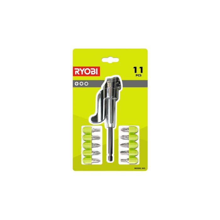 Kit Embouts Vissage RYOBI RAKRAD11 – 10 Embouts + Renvoi d'Angle