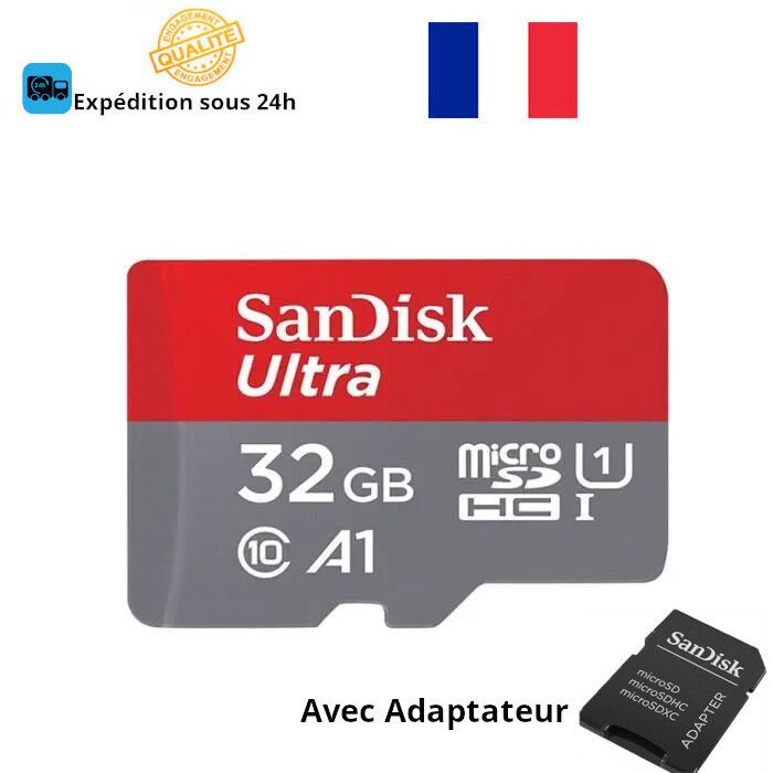 Carte mémoire SANDISK Micro SD SDHC avec Adaptateur - vue 3