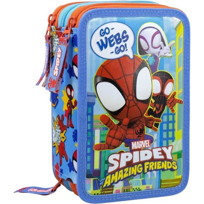 Trousse Scolaire Spider-Man Rescue - Fermeture éclair, Compartiment Unique, Idéale Pour Les Enfants, Rouge Et Bleu
