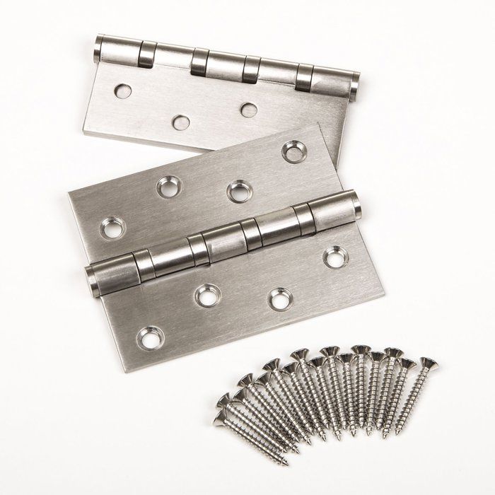 Paire De Charnières Eclipse Acier Brossé 3″ – Roulement à Billes, Neuves