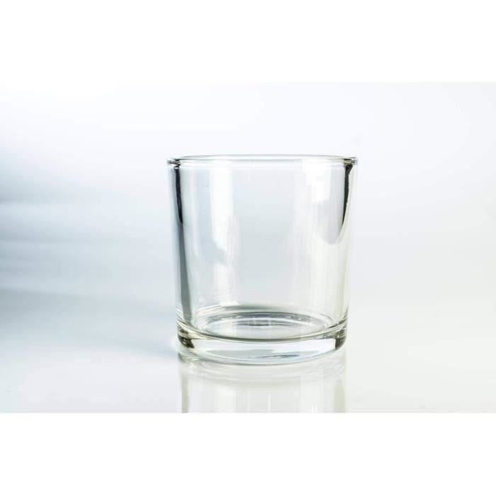 Photophore TONDA en verre, socle en ciment, transparent, 12cm, 13cm