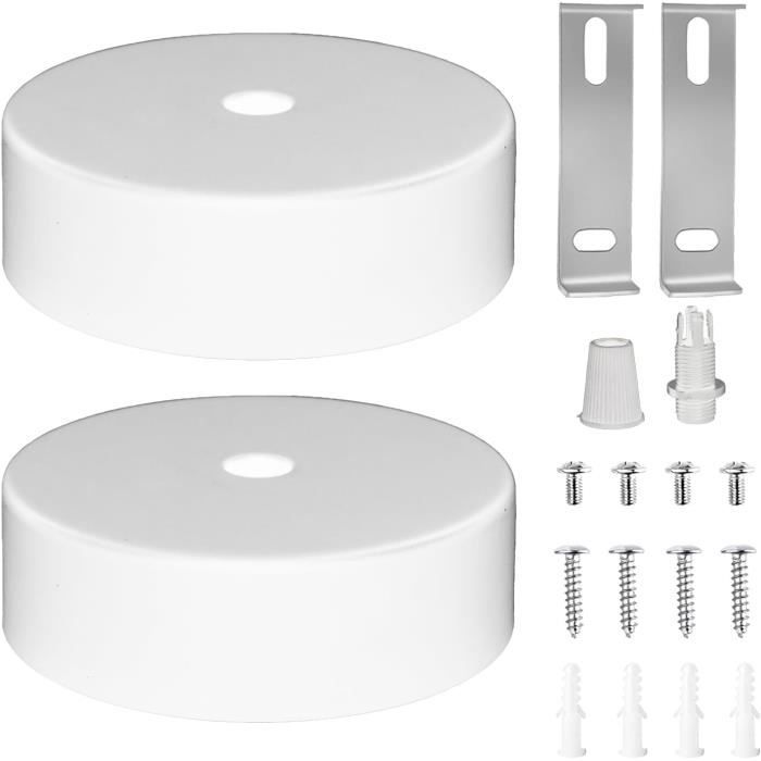Lot De 4 Plaques De Plafond Rondes Et Plates En Métal De 12,7 Cm, Plaques Murales Vierges Avec Vis Pour Interrupteur De Ventilateur De Plafond, Trous Espacés De 7,9 Cm, Blanc (pour