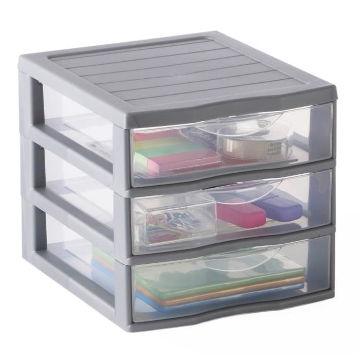 Sundis Tour De Rangement Orgamix A6 3 Tiroirs 21x18x17 Cm Gris