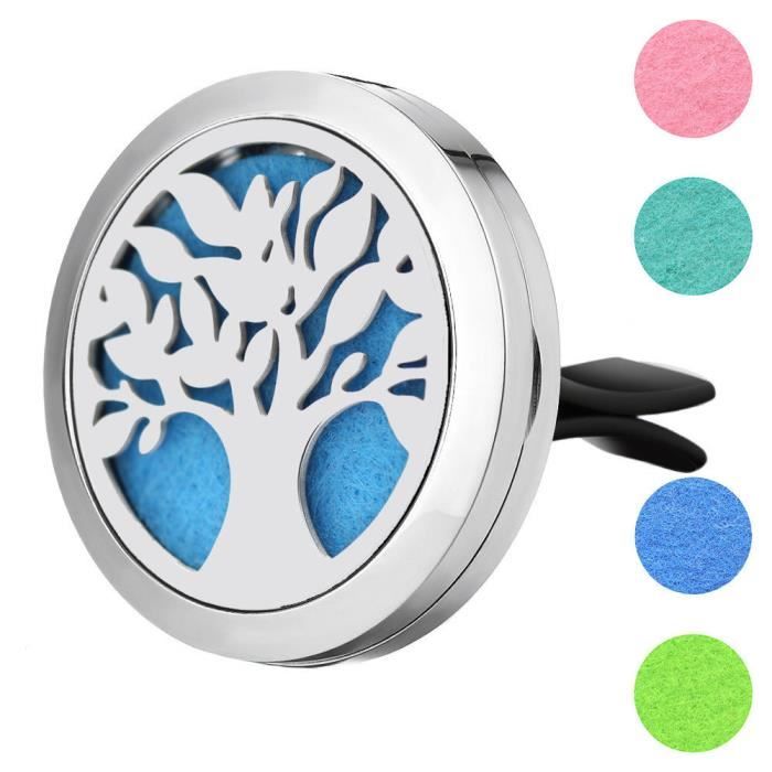 Lot De 2 Désodorisants Voiture Bois - Diffuseur Huiles Essentielles Avec 8 Recharges - Parfum Naturel