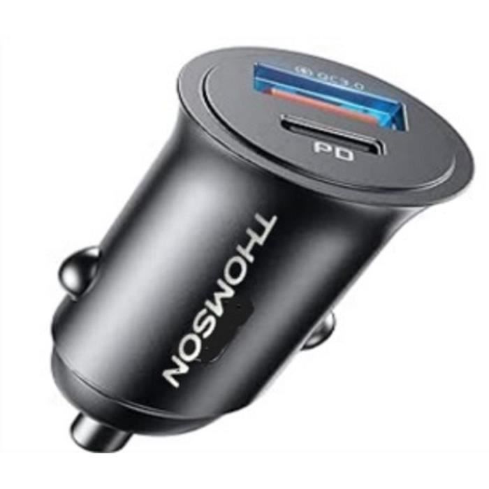 Chargeur voiture THOMSON Compact USB A + USB C + PD