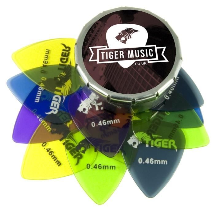 Plectres Guitare avec Pick Tin par Tiger - 12 Gel 0.46mm