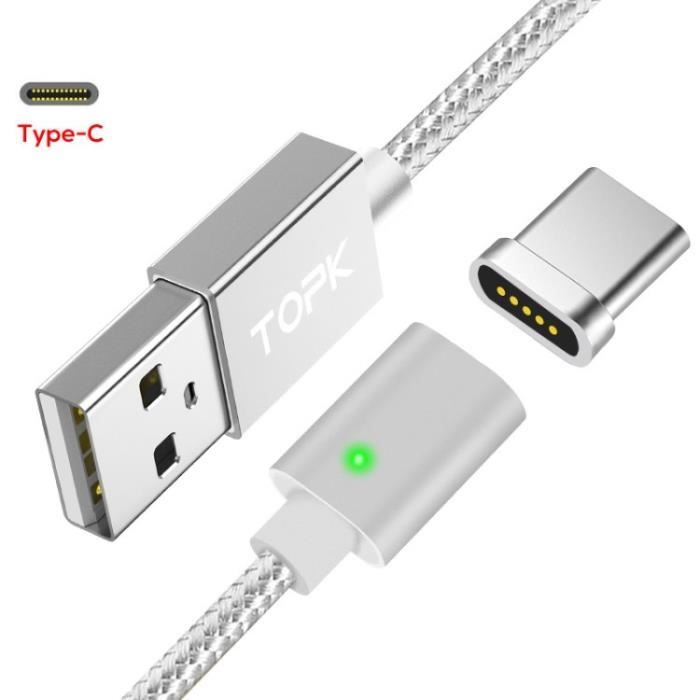 C&acirc;ble 3 En 1 Led C&acirc;ble Magn&eacute;tique 3-en-1 Retoo - Charge Rapide USB Pour Android Et IPhone Chargeur Magn&eacute;tique