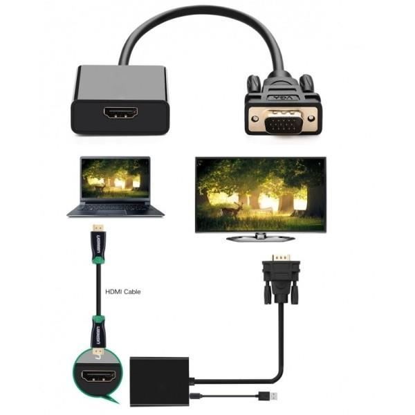 Trade Shop CÂBLE DE CONVERSION UNIVERSEL VGA VERS HDMI EN HA 1080P