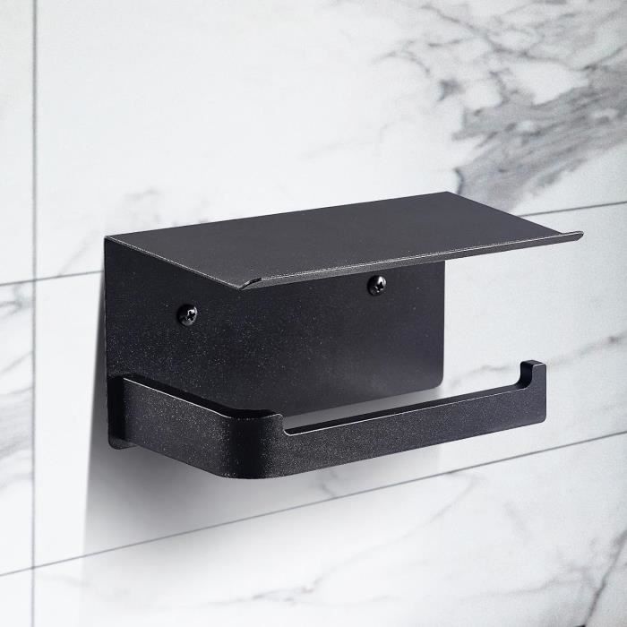 Support Papier Toilette Autocollant Sans Perçage Avec étagère - Acier Inoxydable SUS304, Design Compact 14x10 Cm