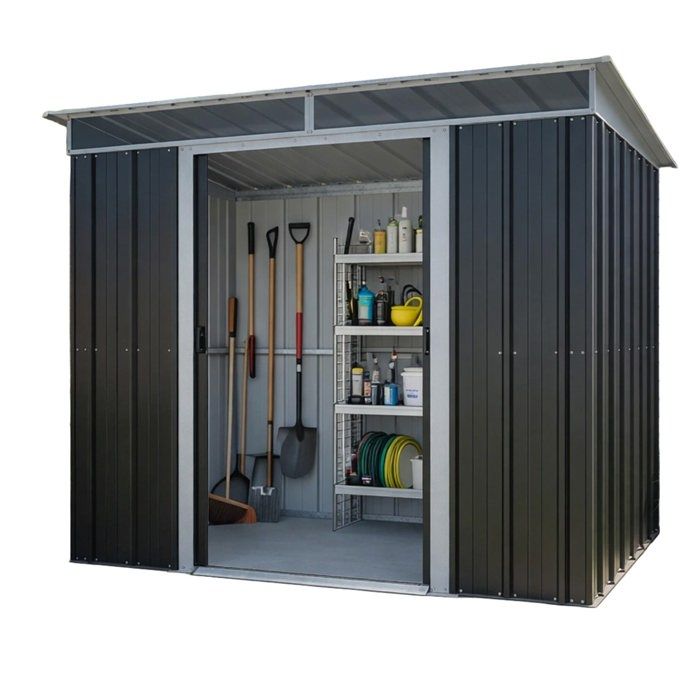 Abri de jardin métal gris Yardmaster 330 m² + kit dancrage
