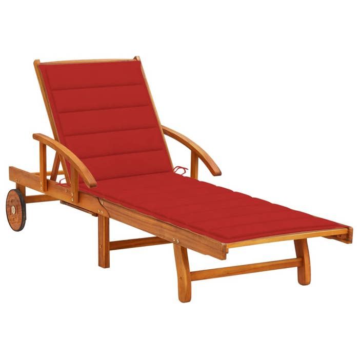 vidaXL Chaise Longue de Jardin avec Coussin Bois d'acacia - vue 5