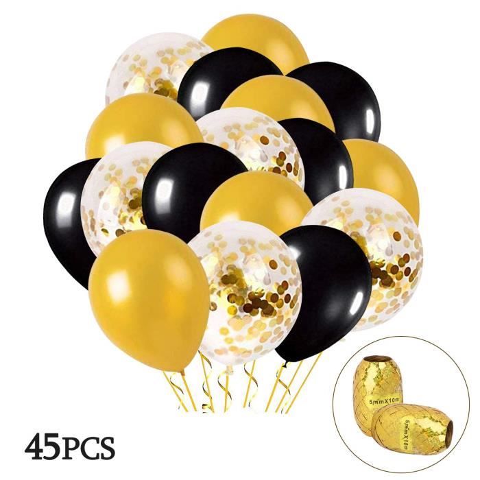 Ballons Or Noir 45 Pieces Ballons Or Avec Ballon De Confettis Or Es Mens Anniversaire Decoration Graduation Halloween Party 7745 Cdiscount Maison