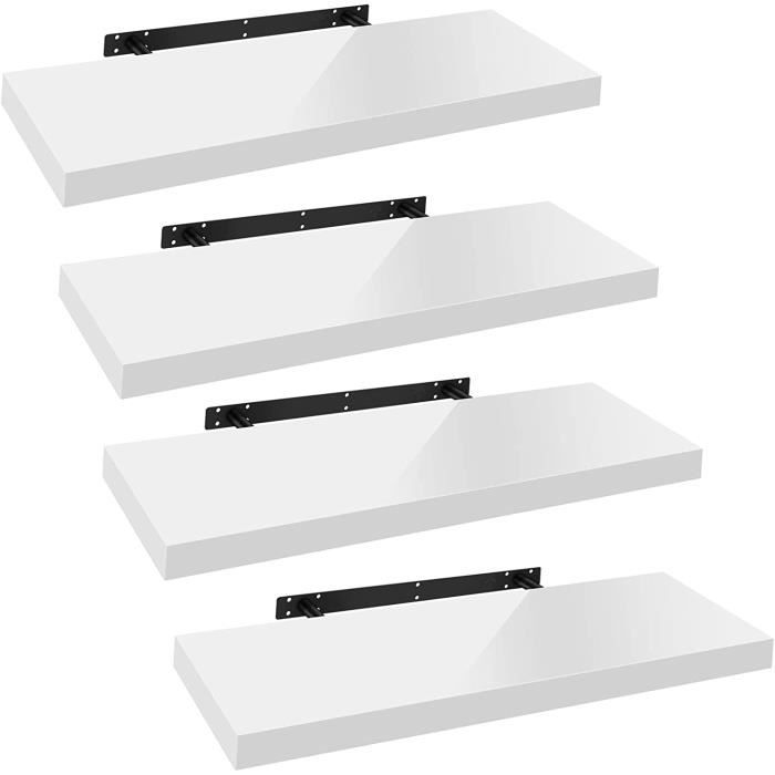WOLTU Lot de 4 Étagère Murale Tablette Murale Étagère à Livres Panneau de Bois 60x22 9x3 8cm Blanc RG9478ws-4 WOLTU Lot de 4 Étagère Murale Tablette Murale Étagère à Livres Panneau de Bois 60x22 9x3 8cm Blanc RG9478ws-4