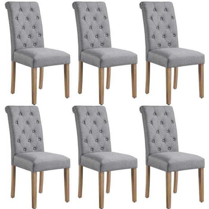 JIJIAN Lot de 6 chaises de salle à manger avec pieds en métal noir pour salle à manger et cuisine (gris foncé