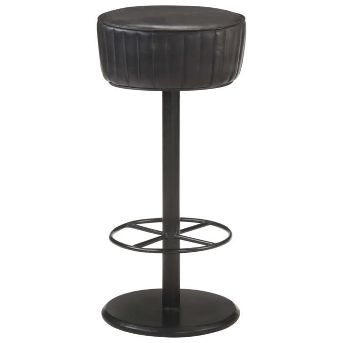 Tabouret de bar - vidaXL - Noir - Cuir véritable - 37 x 76 cm - Design contemporain