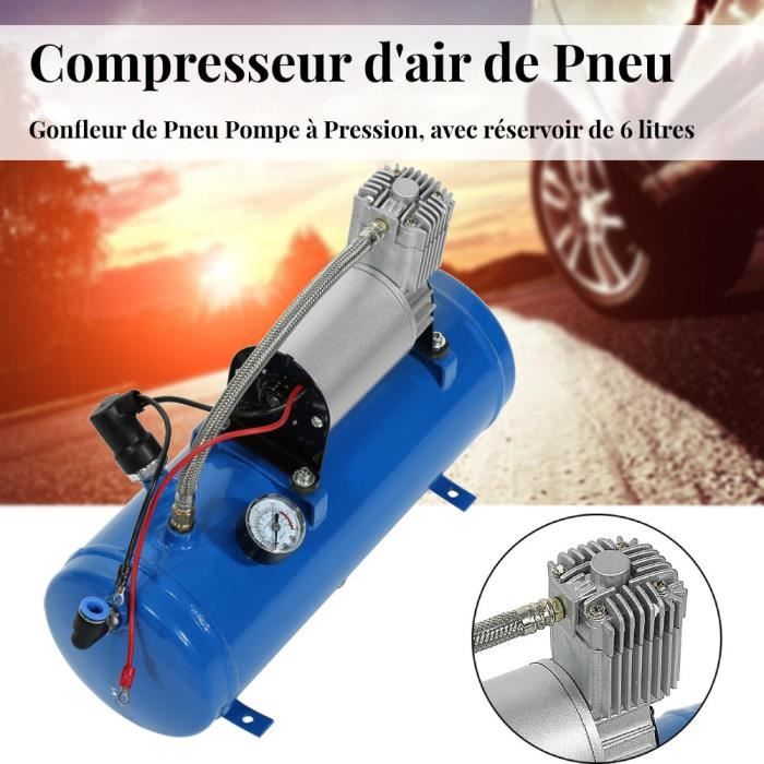 Compresseur d'air électrique silencieux 12 V 150 PSI - Capacité du  réservoir : 6 l - Pour voiture, bateau, vélo : : Auto et Moto
