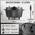Dutch Oven Cocotte 5L IRONO - Cocotte en Fonte - Chaudron en Fonte - Cuisine plein air - Camping Barbecue - Sac de transport inclus-1