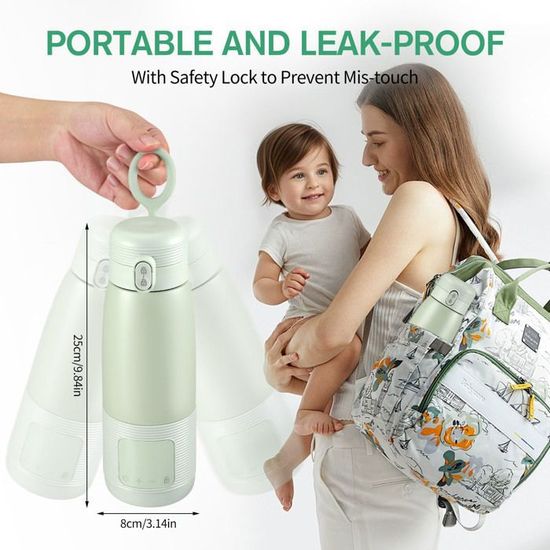 Chauffe-Biberon Portable 400 Ml - Température Réglable 37°C à 55°C - Rechargeable USB-C - Pour Voyages Et Extérieur - 2