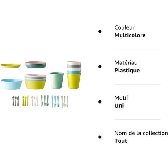 Ensemble Vaisselle Enfant Ikea Kalas - 18 Pièces Sans BPA (Bol, Assiette, Tasse, Couverts) - Multicolore