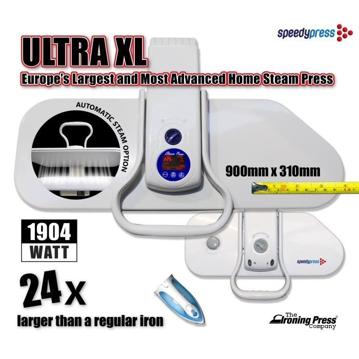 Speedypress Presse à Repasser à Vapeur Ultra XL avec Support, 90cm x 31cm,  2200W