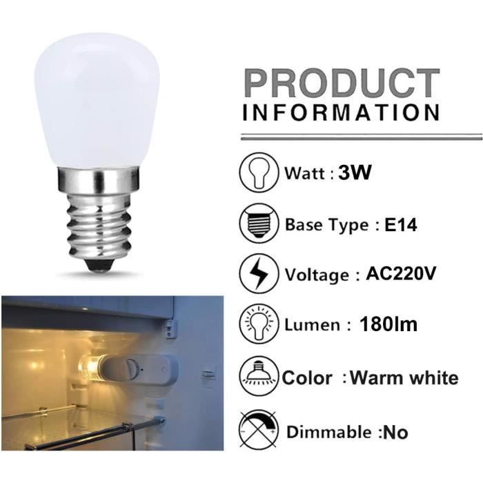 Ampoule LED E14 Dimmable pour Réfrigérateur, Lampe à Filament COB