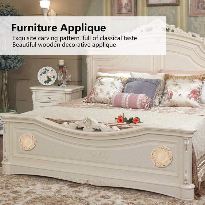 4 Appliques Bois Sculpté Style Baroque - Déco Meubles Et Portes - Motifs Floraux - à Peindre Ou Naturel