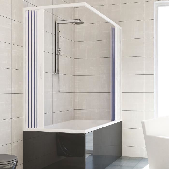 Porte Paroi de douche en PVC FORTE Flex - 120CM H185 - Blanc - Pliante