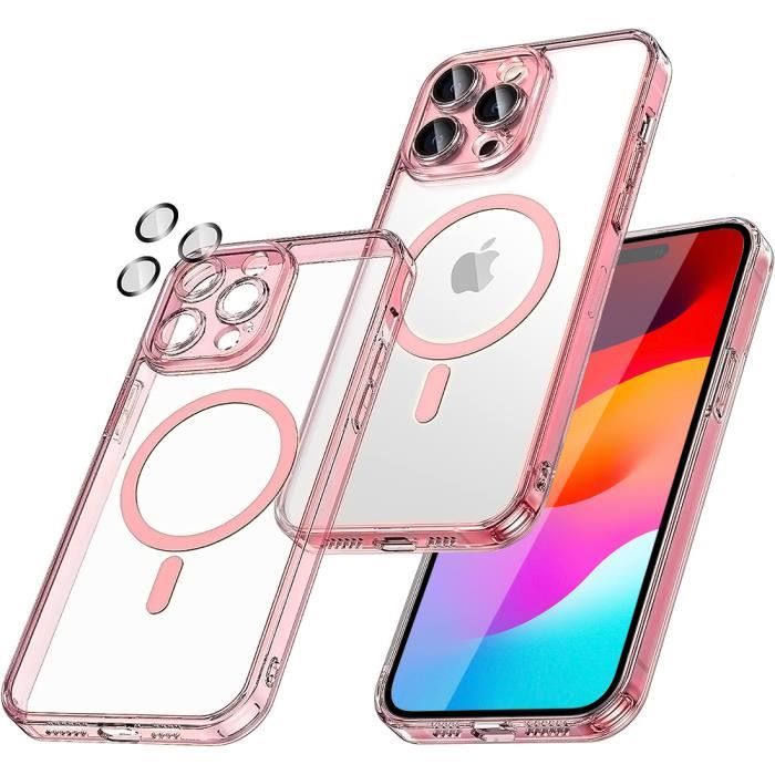 Coque IPhone 15 Pro Max JETech Transparente Magnétique - Compatible MagSafe 38 Aimants - Dos PC Dur, Cadre TPU - Protection Chocs, Anti-rayures (Modèle 6,7 Pouces)