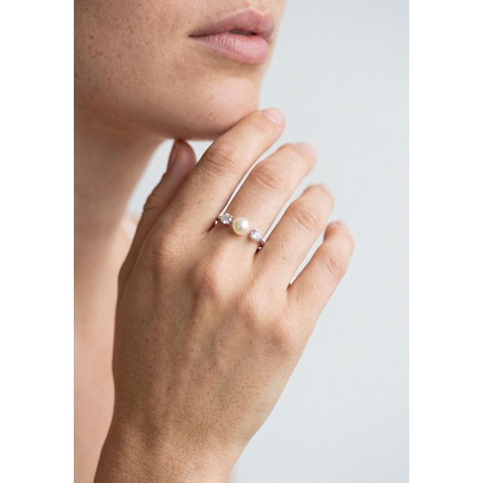 Bague 3 Anneaux Argentée Réglable Adulte - Diamètre 14 Mm, Style Gris Rosé - Fantaisie Neuve Sans Emballage