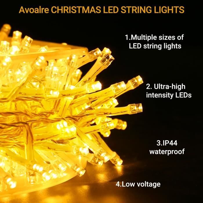 Guirlande Lumineuse Extérieure 100M 1000 LED Noël Blanc Chaud - 8 Modes Étanché IP44 Idéale Sapin Maison Jardin Fête Mariage
